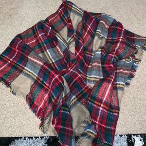Plaid blanket scarf